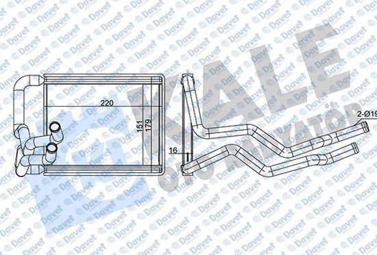 KALE 347335 Kalorifer Radyatoru Hyundai Elantra 1.6 2.0cvvt 07>10 (Borulu) [Brazing Al/Al] [151x220x16]